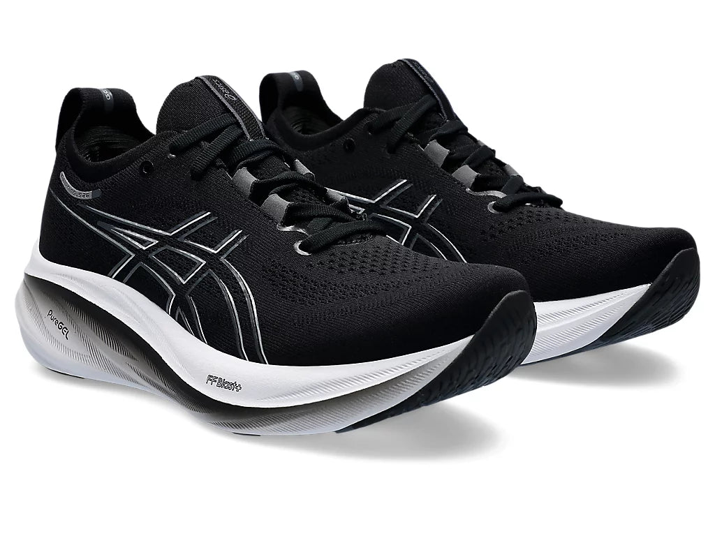 Asics Women's GEL-NIMBUS 26 Wide (D) Running Shoes in Black/Graphite Grey