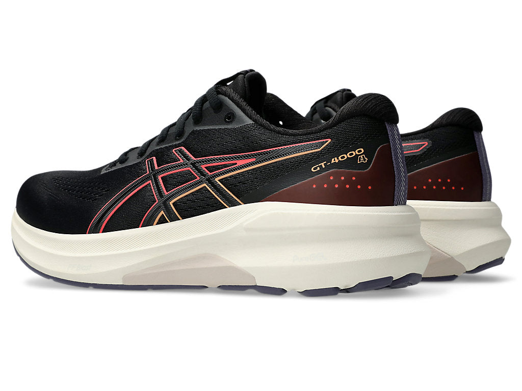 Asics Women's GT-4000 4 Wide (D) Running Shoes in Black/Coral Reef