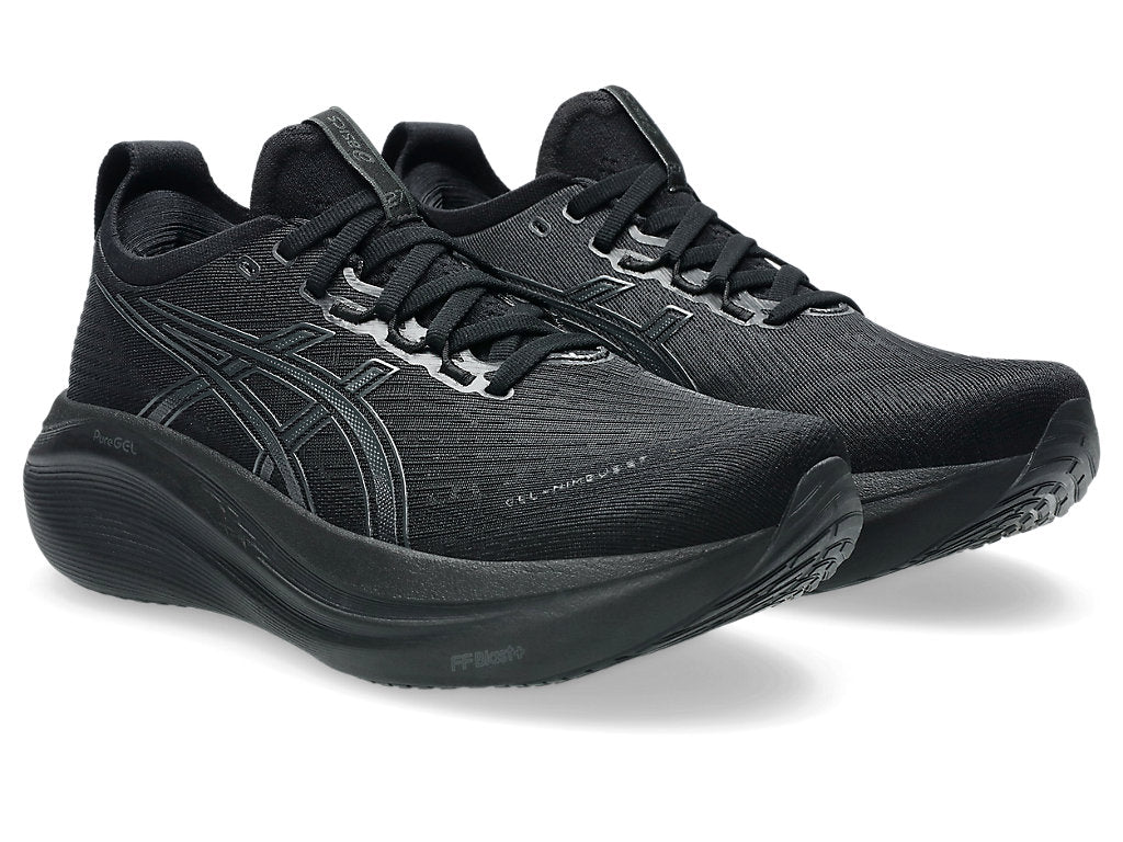 Asics Women's GEL-NIMBUS 27 Wide (D) Running Shoes in Black/Graphite Grey