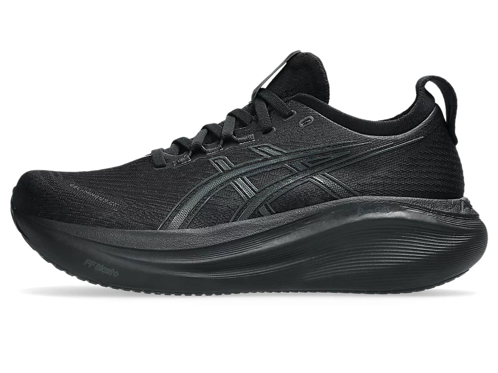 Asics Women's GEL-NIMBUS 27 Wide (D) Running Shoes in Black/Graphite Grey