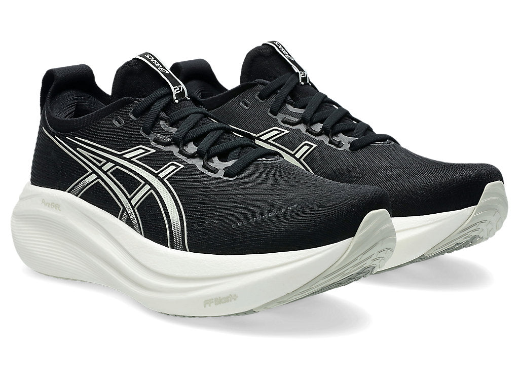 Asics Women's GEL-NIMBUS 27 Wide (D) Running Shoes in Black/Lake Grey