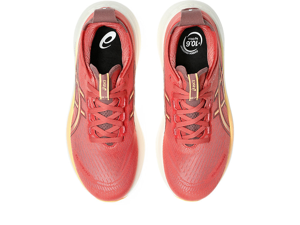Asics Women's GEL-NIMBUS 27 Wide (D) Running Shoes in Dark Pink Clay/Orange Glow
