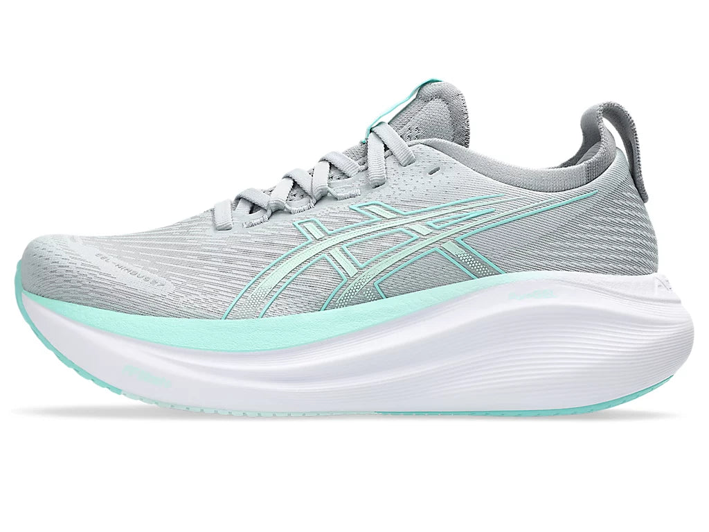 Asics Women's GEL-NIMBUS 27 Running Shoes in Piedmont Grey/Illuminate Mint