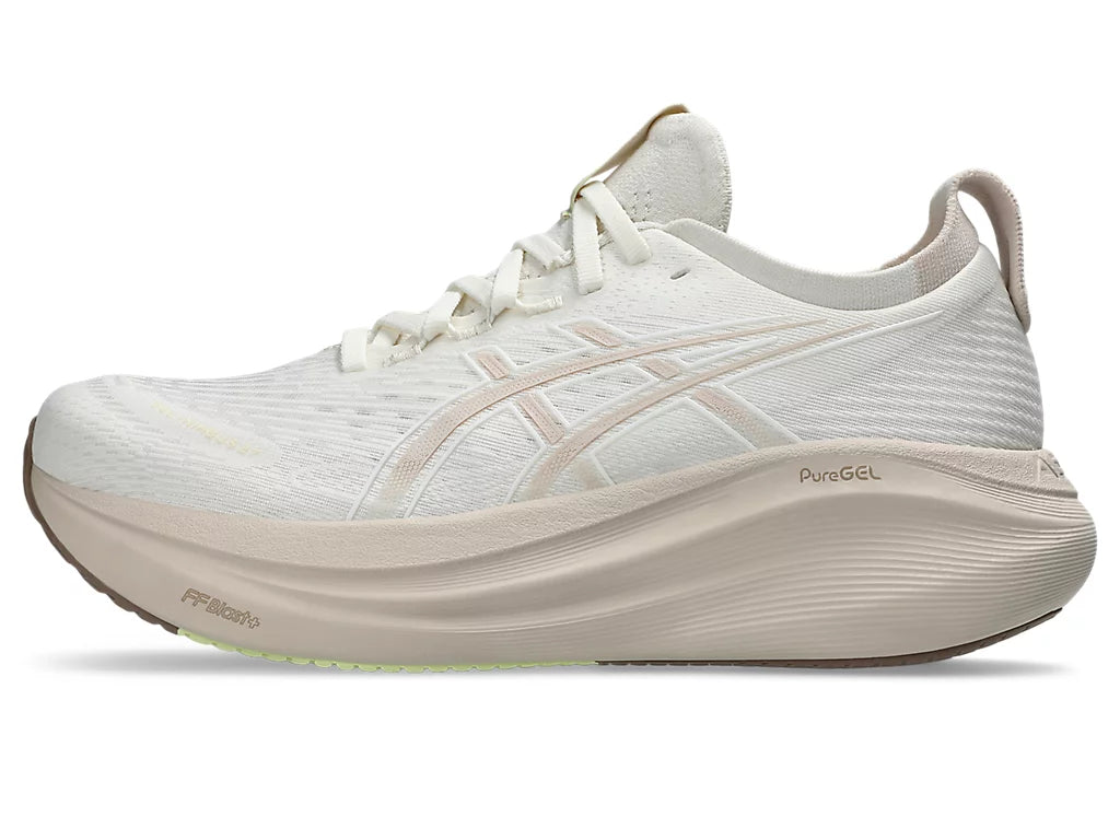 Asics Women's GEL-NIMBUS 27 Running Shoes in Cream/Mineral Beige