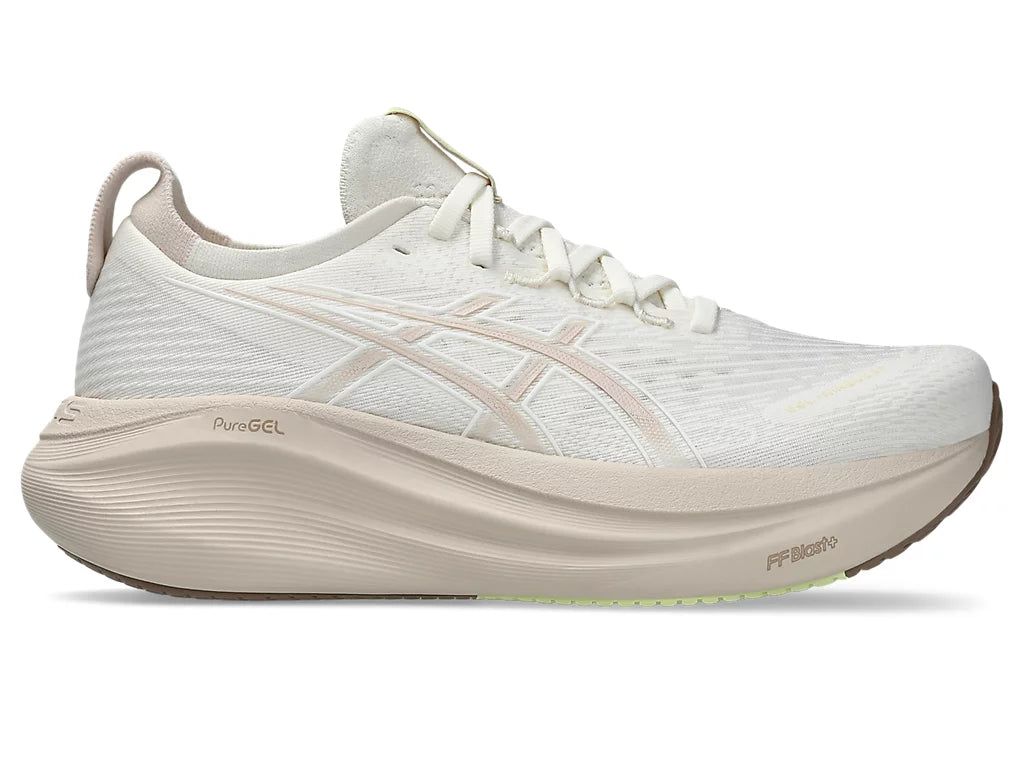 Asics Women's GEL-NIMBUS 27 Running Shoes in Cream/Mineral Beige