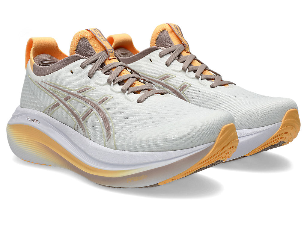 Asics Women's GEL-NIMBUS 27 Running Shoes in White/Fawn