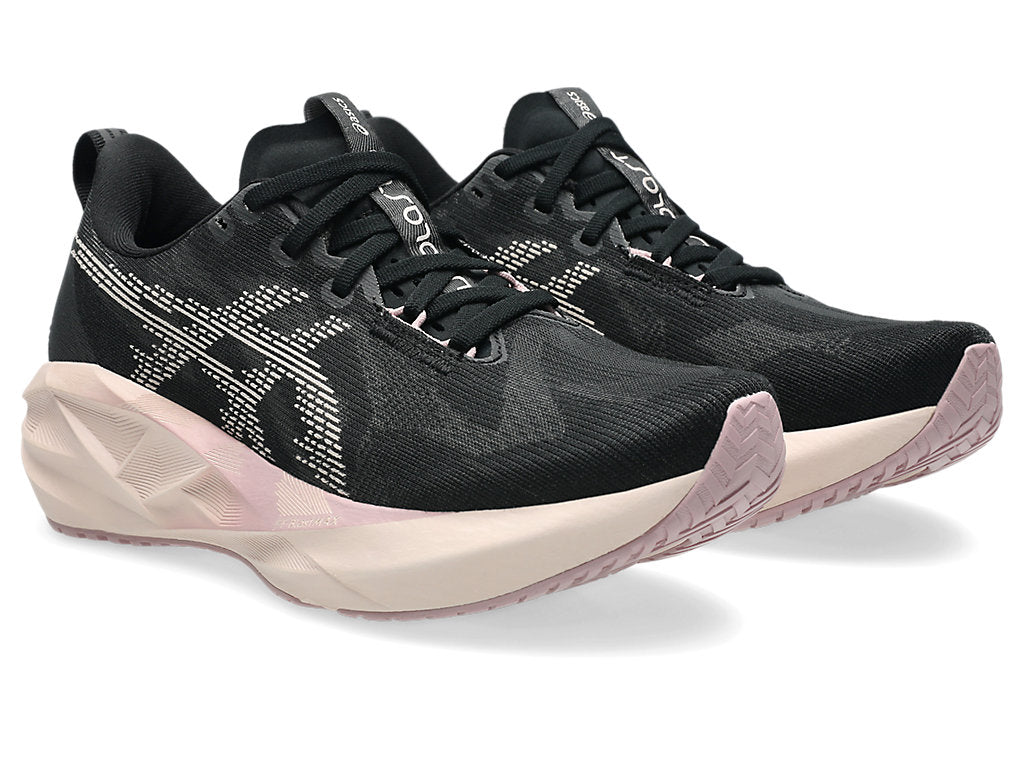 Asics Women's NOVABLAST 5 Running Shoes in Black/Pearl Pink