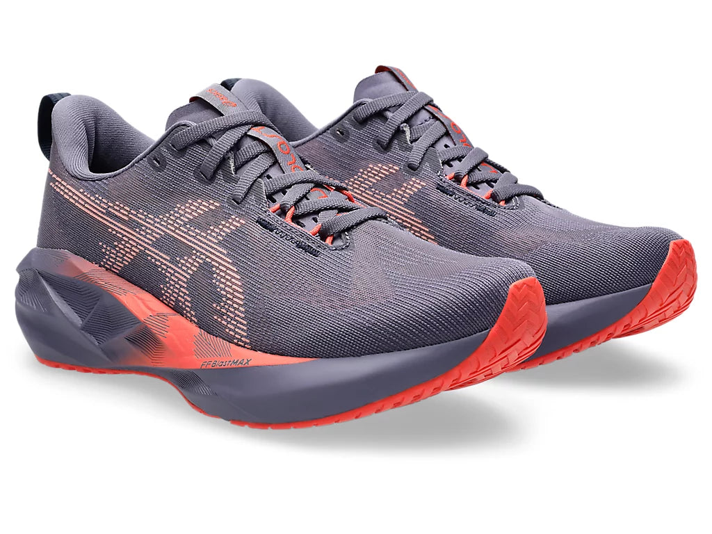 Asics Women's NOVABLAST 5 Running Shoes in Greyish Purple/Coral Reef