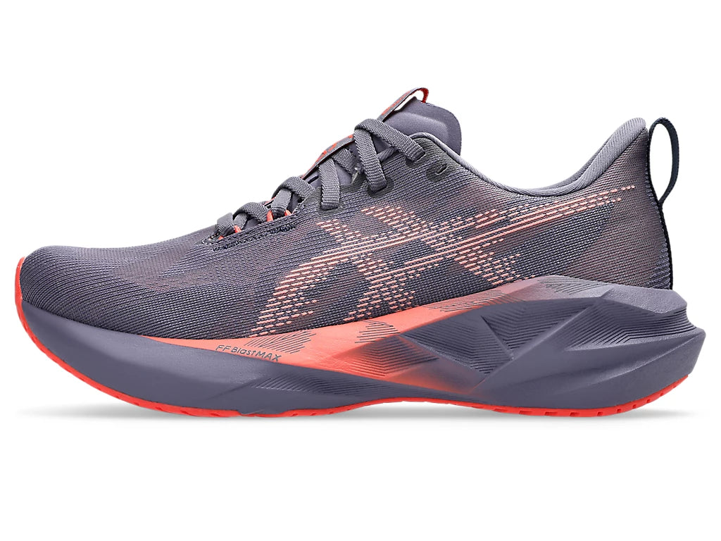 Asics Women's NOVABLAST 5 Running Shoes in Greyish Purple/Coral Reef