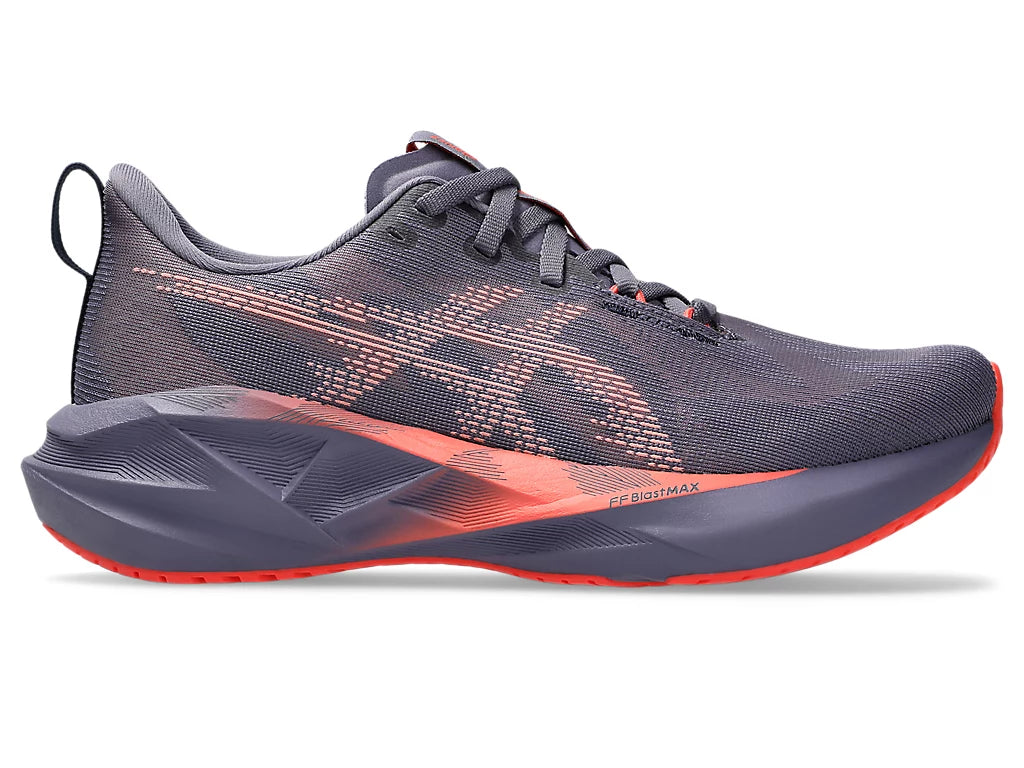 Asics Women's NOVABLAST 5 Running Shoes in Greyish Purple/Coral Reef