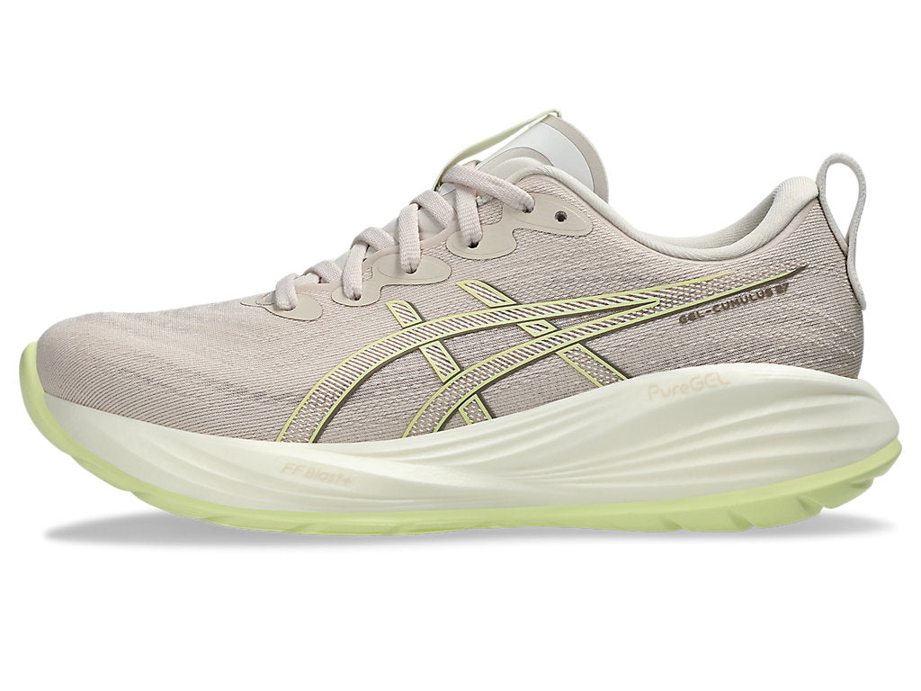 Asics Women's GEL-CUMULUS 27 Running Shoes in Mineral Beige/Huddle Yellow