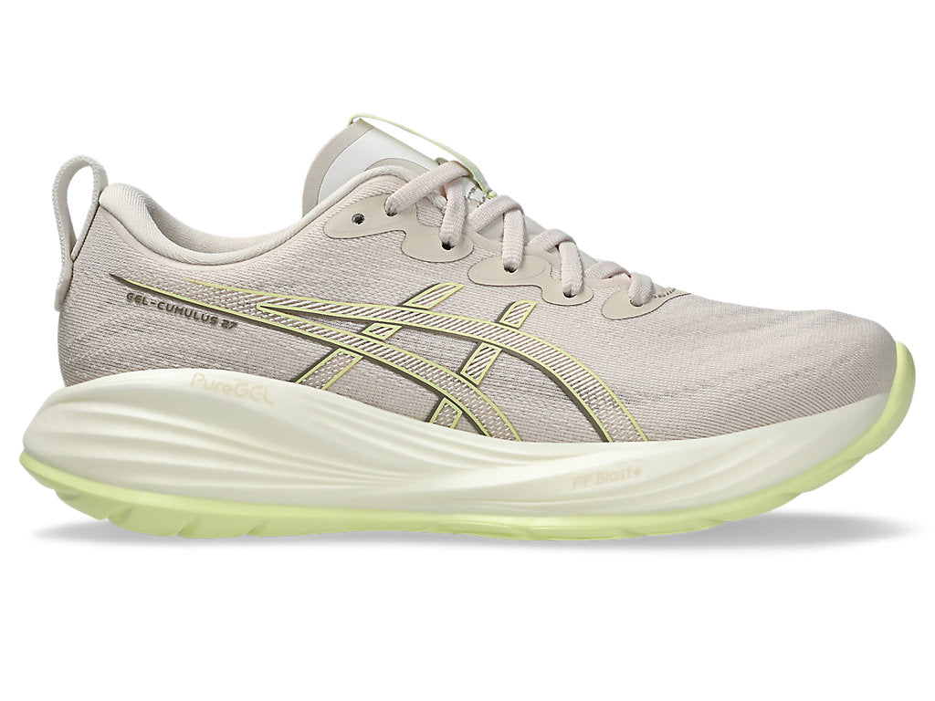 Asics Women's GEL-CUMULUS 27 Running Shoes in Mineral Beige/Huddle Yellow