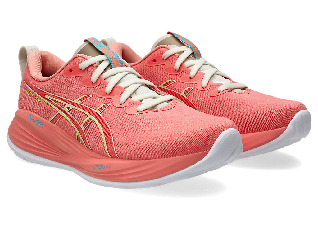 Asics Women's GEL-CUMULUS 27 Running Shoes in Guava/Lime Green