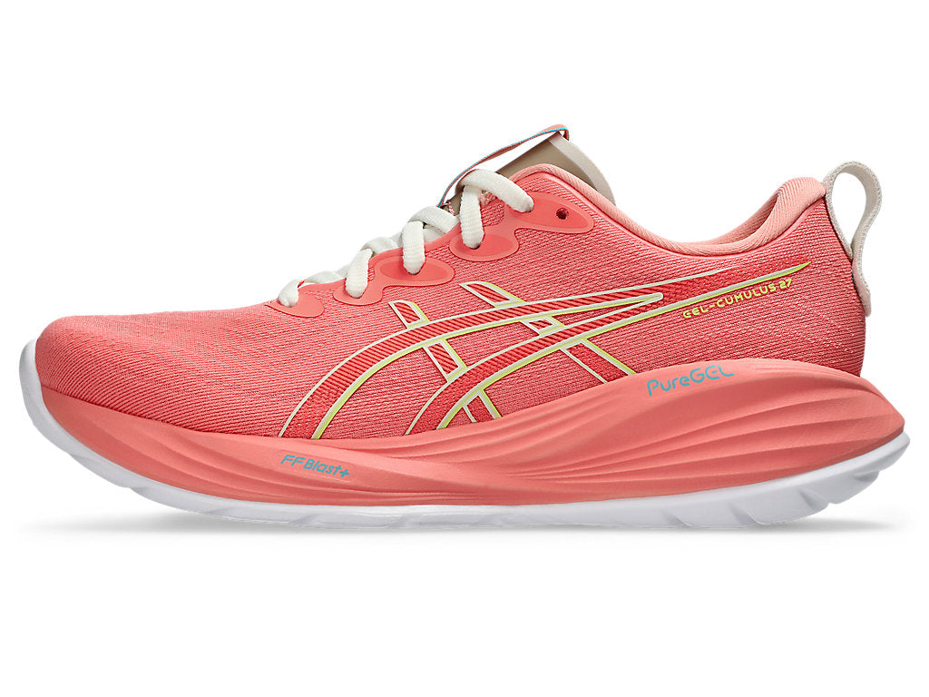 Asics Women's GEL-CUMULUS 27 Running Shoes in Guava/Lime Green