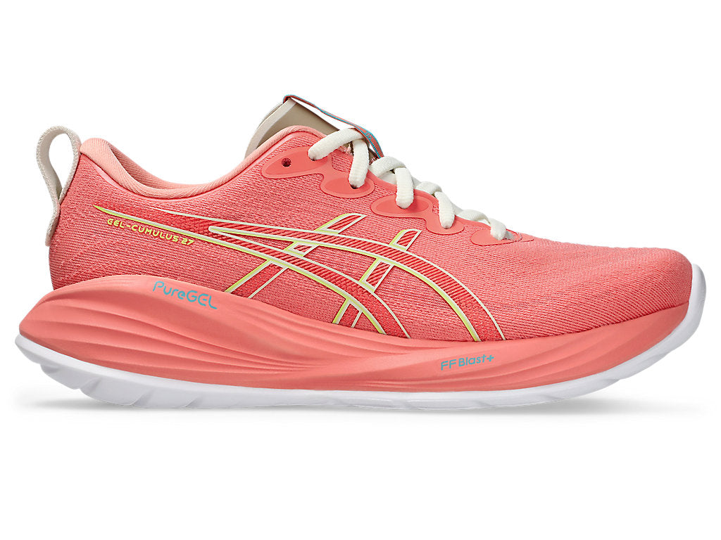 Asics Women's GEL-CUMULUS 27 Running Shoes in Guava/Lime Green