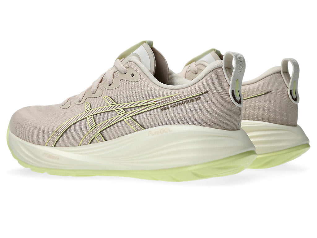Asics Women's GEL-CUMULUS 27 Wide (D) Running Shoes in Mineral Beige/Huddle Yellow