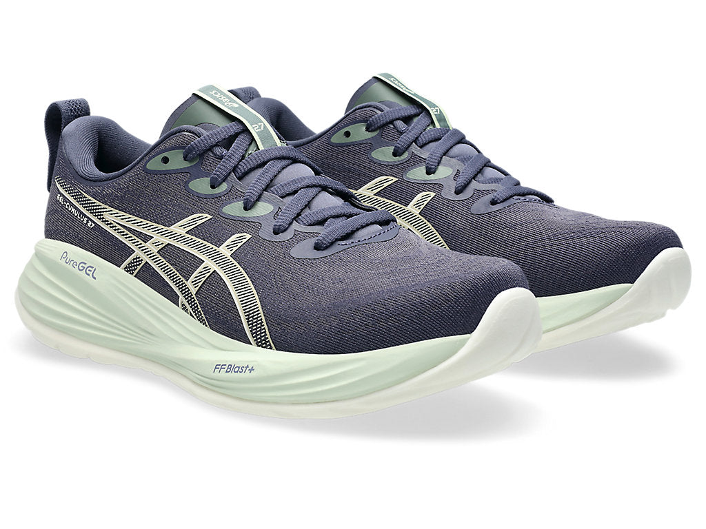 Asics Women's GEL-CUMULUS 27 Wide (D) Running Shoes in Indigo Fog/Cream