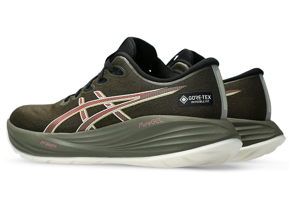 Asics Women's GEL-CUMULUS 27 GTX Running Shoes in Brown Stone/Dark Pink Clay