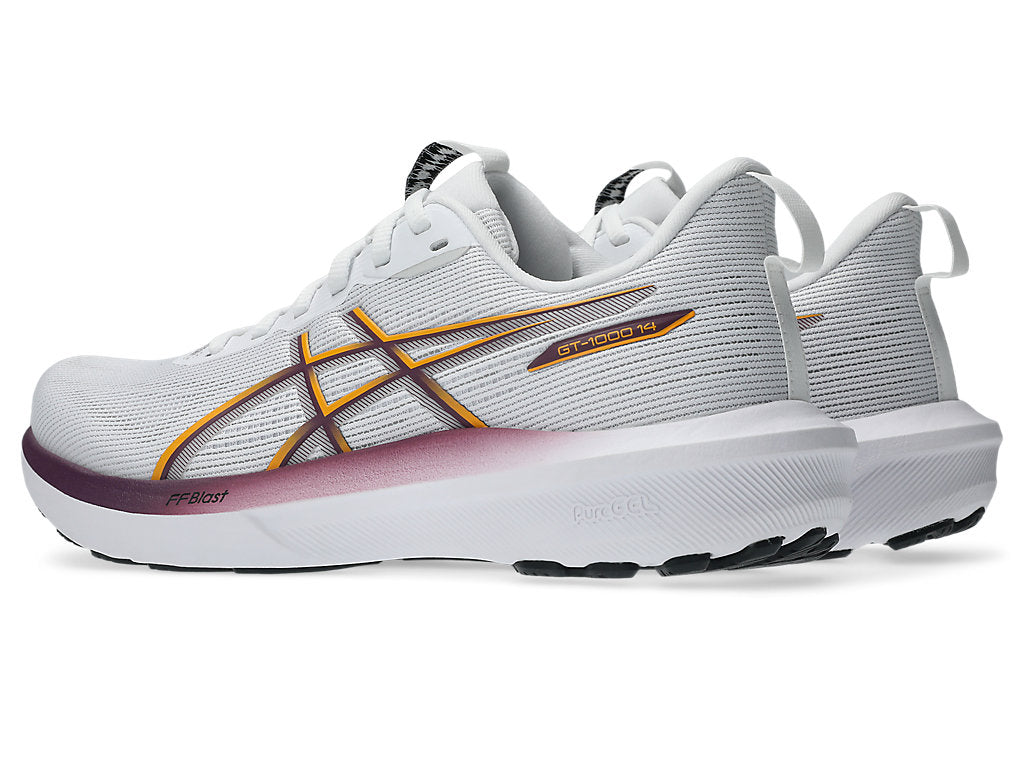 Asics Women's GT-1000 14 Running Shoes in White/Yamabuki