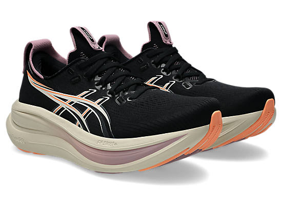 Asics Women's GEL-NIMBUS 28 Running Shoes in Black/Taro Purple