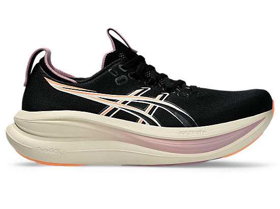 Asics Women's GEL-NIMBUS 28 Running Shoes in Black/Taro Purple
