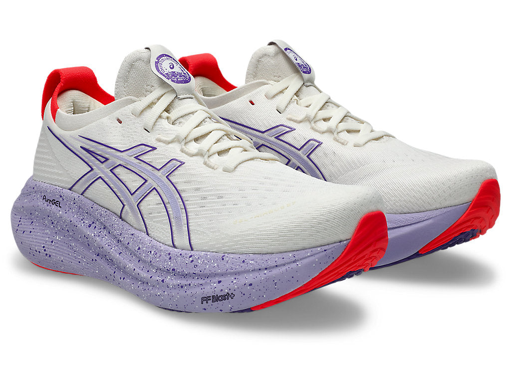 Asics Women's GEL-NIMBUS 27 TOKYO Running Shoes in Cream/Edo Purple