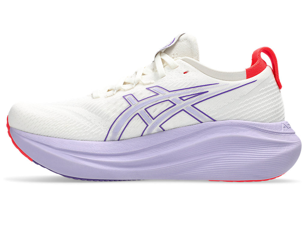 Asics Women's GEL-NIMBUS 27 TOKYO Running Shoes in Cream/Edo Purple