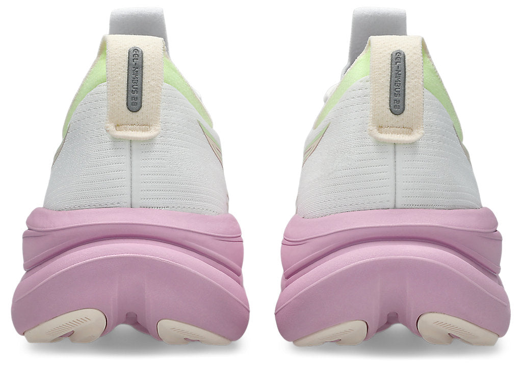 Asics Women's GEL-NIMBUS 28 Wide (D) Running Shoes in White/Hazy Lilac