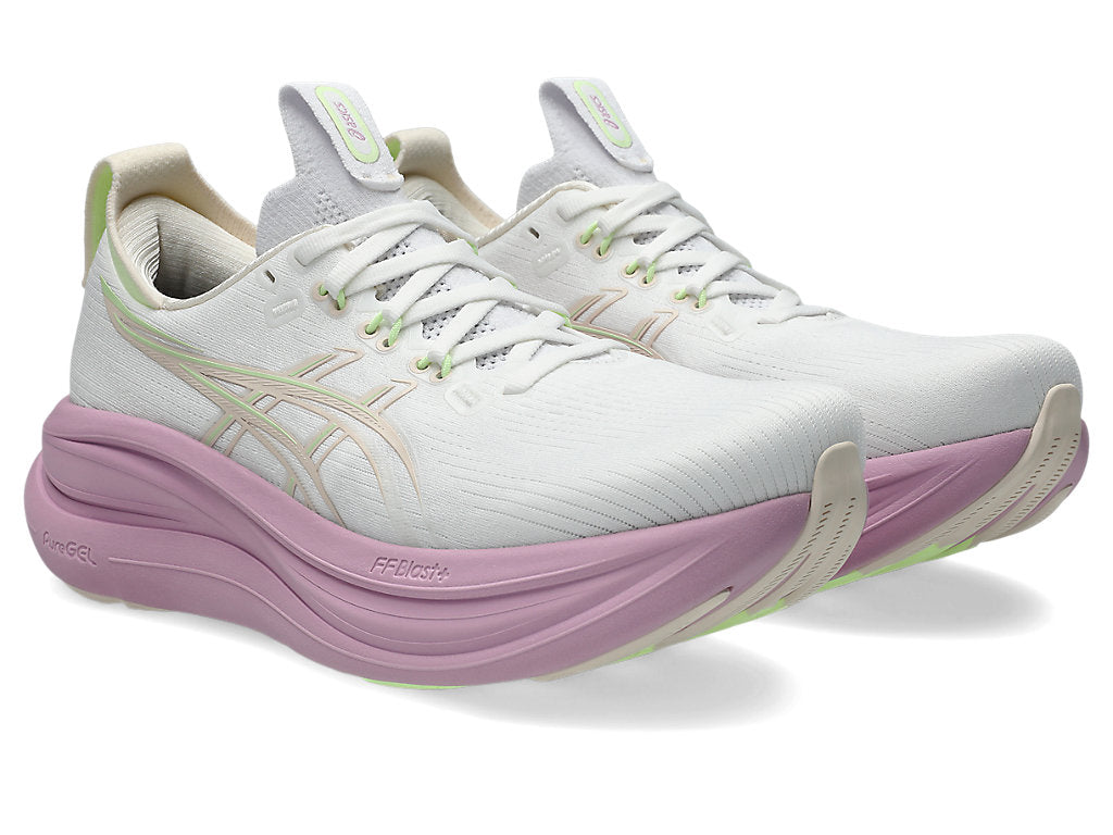 Asics Women's GEL-NIMBUS 28 Wide (D) Running Shoes in White/Hazy Lilac