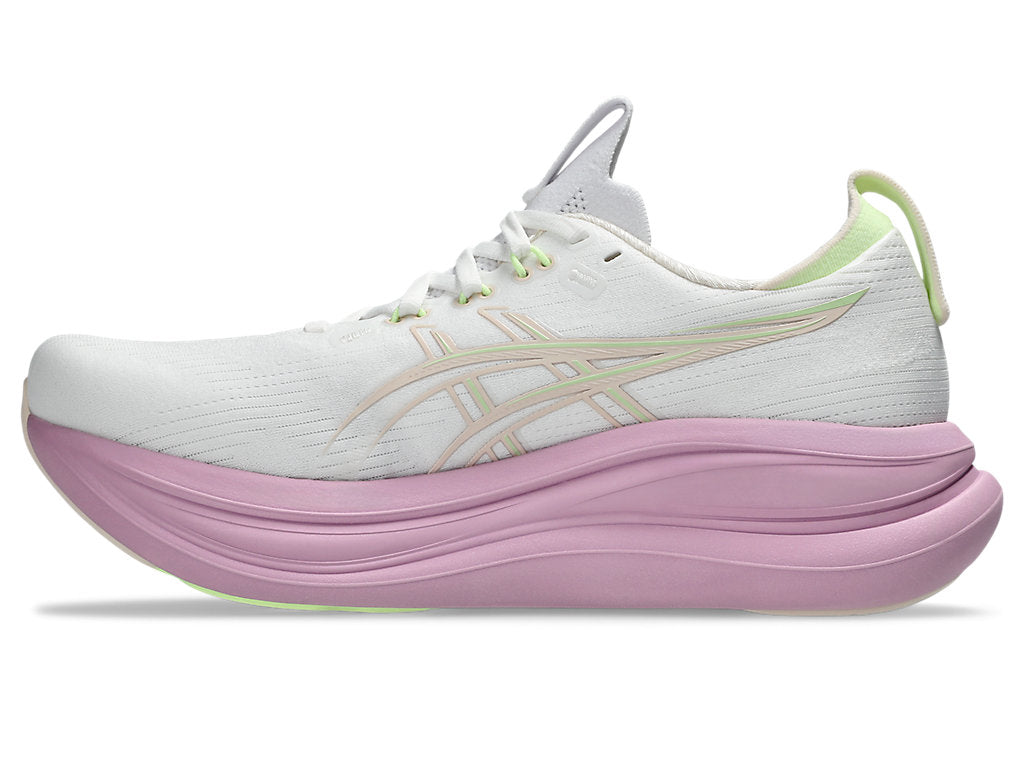 Asics Women's GEL-NIMBUS 28 Wide (D) Running Shoes in White/Hazy Lilac