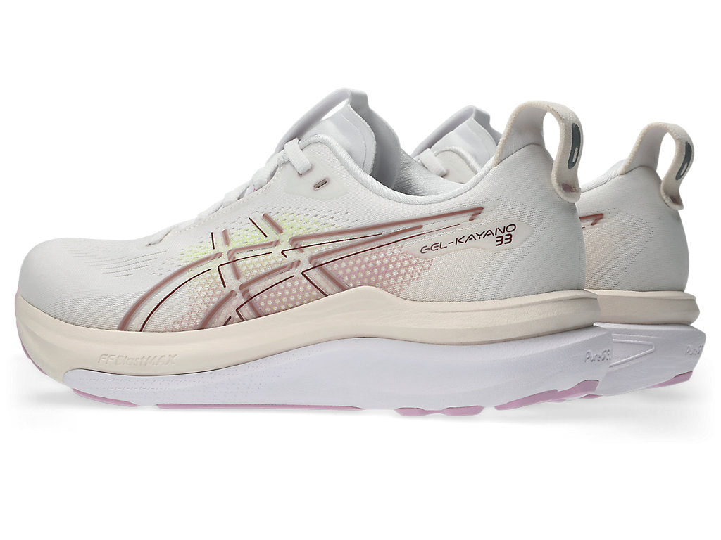Asics Women's GEL-KAYANO 33 Running Shoes in White/Hazy Lilac