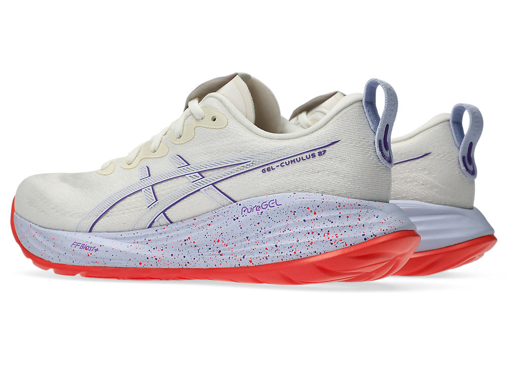 Asics Women's GEL-CUMULUS 27 TOKYO Running Shoes in Cream/Edo Purple