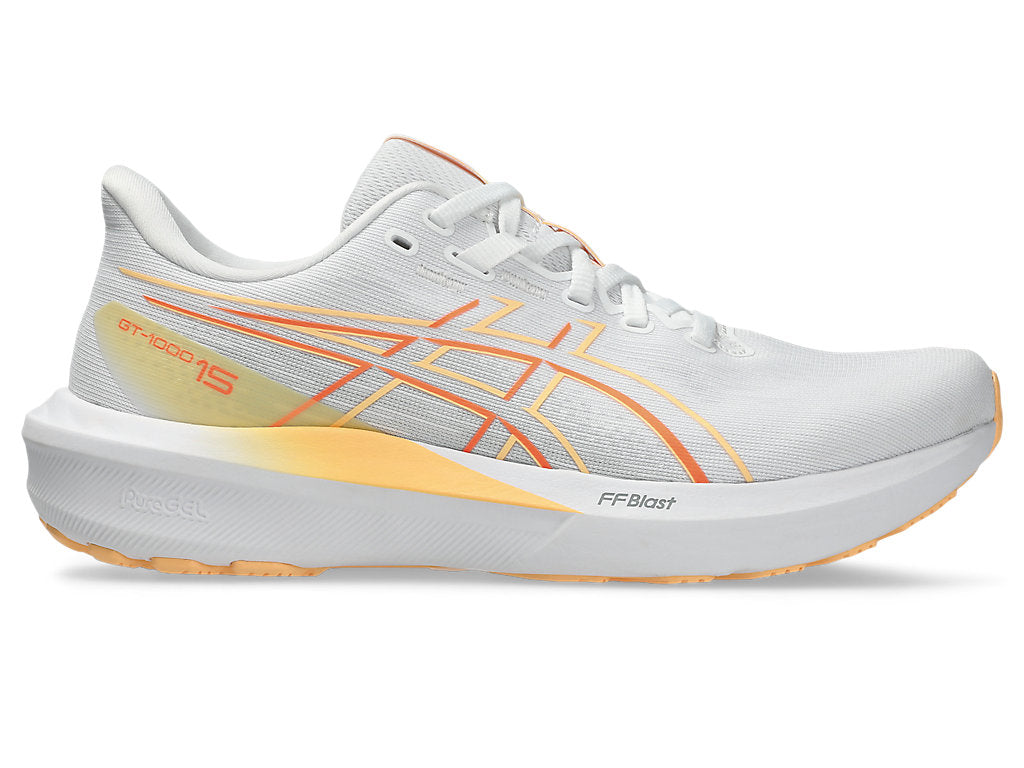 Asics Women's GT-1000 15 Running Shoes in White/Vivid Coral