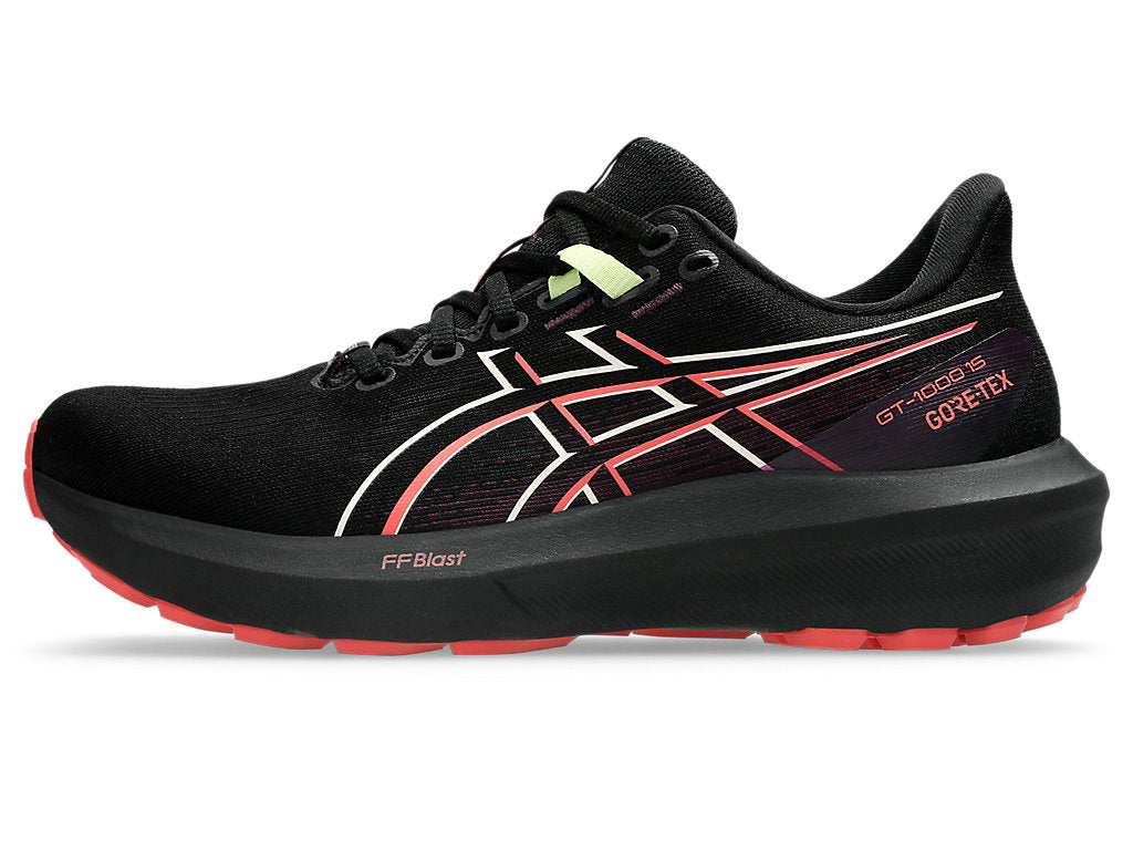 Asics Women's GT-1000 15 GTX Running Shoes in Black/Dark Aubergine