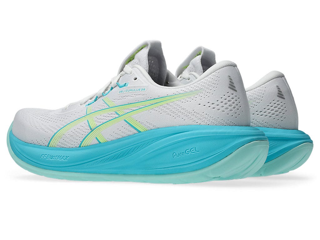 Asics Women's GEL-CUMULUS 28 Running Shoes in White/Energy Aqua