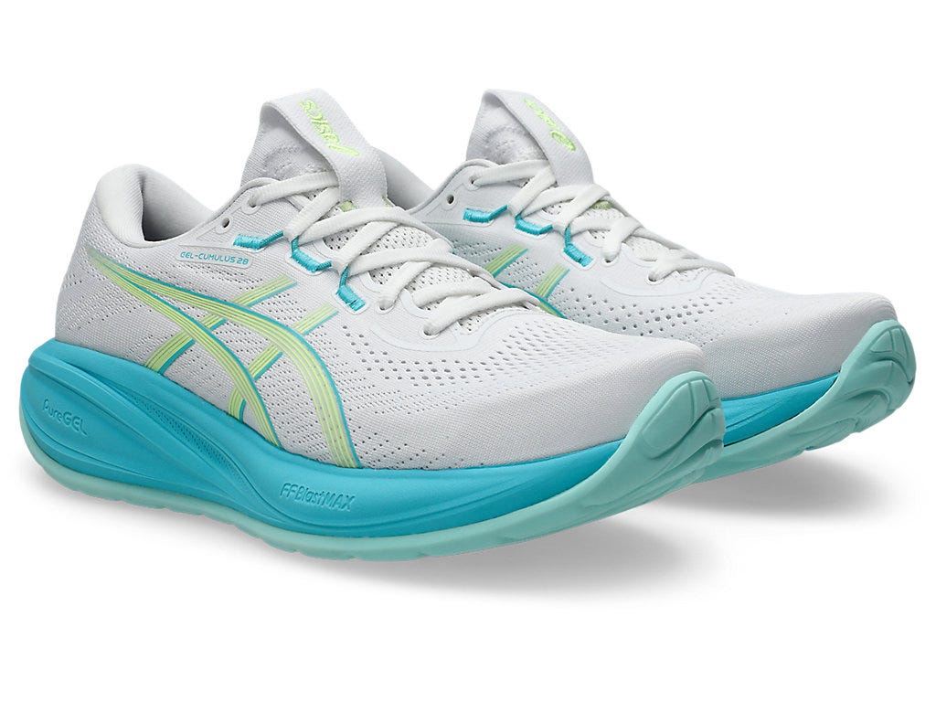 Asics Women's GEL-CUMULUS 28 Running Shoes in White/Energy Aqua
