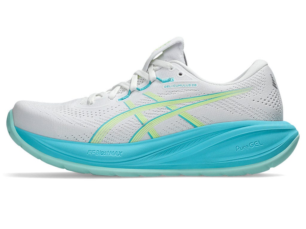 Asics Women's GEL-CUMULUS 28 Running Shoes in White/Energy Aqua