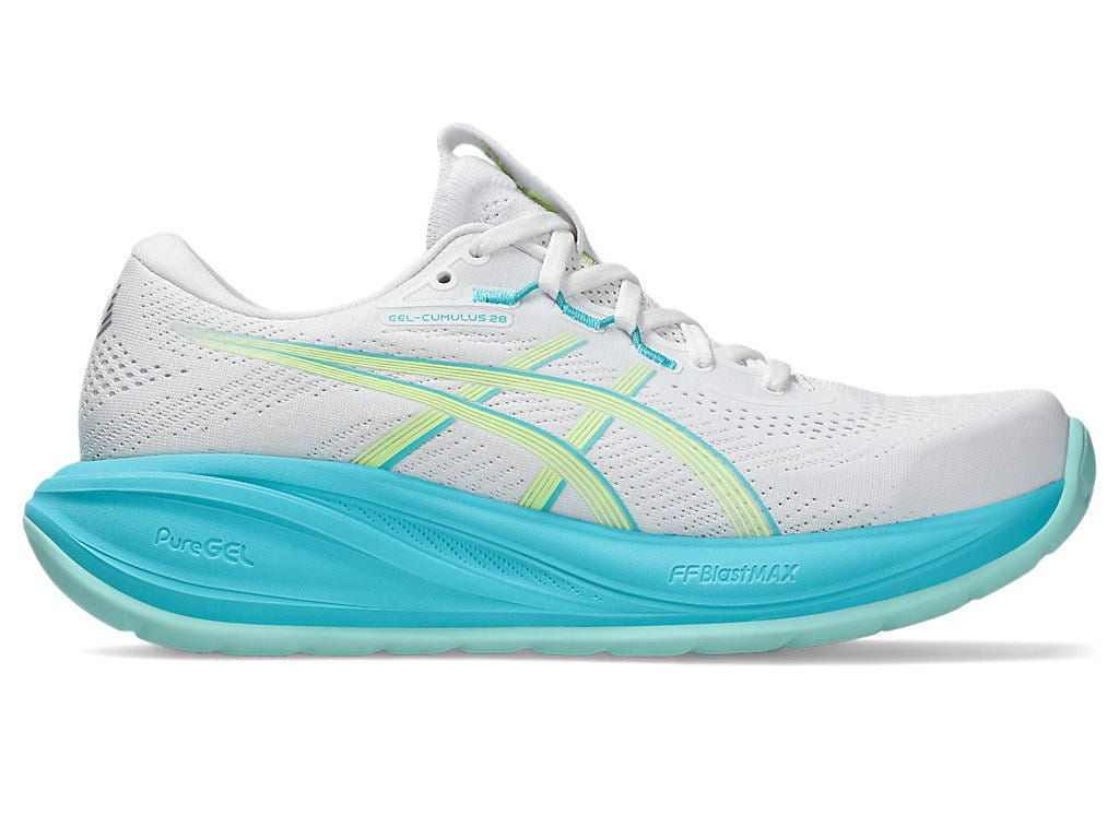 Asics Women's GEL-CUMULUS 28 Running Shoes in White/Energy Aqua
