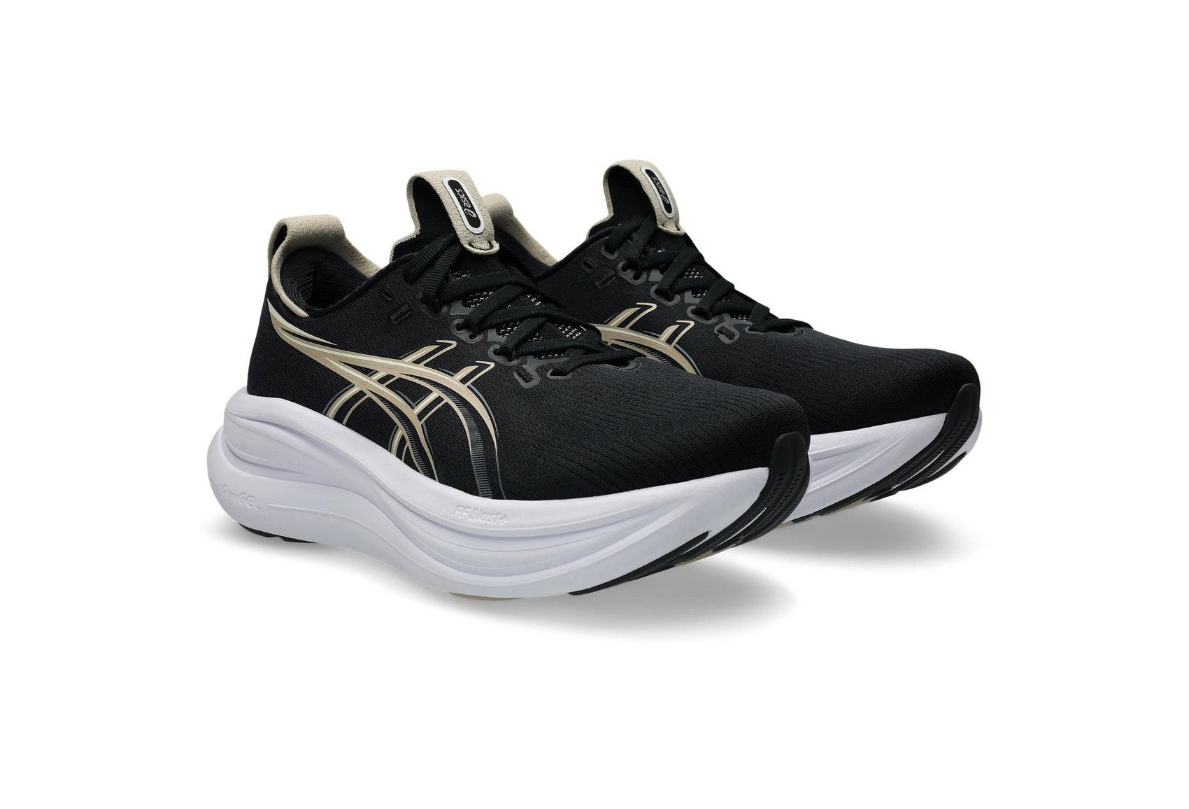 Asics Women's GEL-NIMBUS 28 Wide (D) Running Shoes in Black/Feather Grey