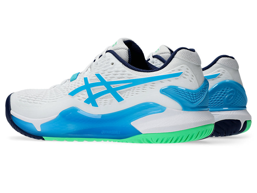 Asics Men's Gel-Resolution 9 Tennis Shoes in White/Digital Aqua