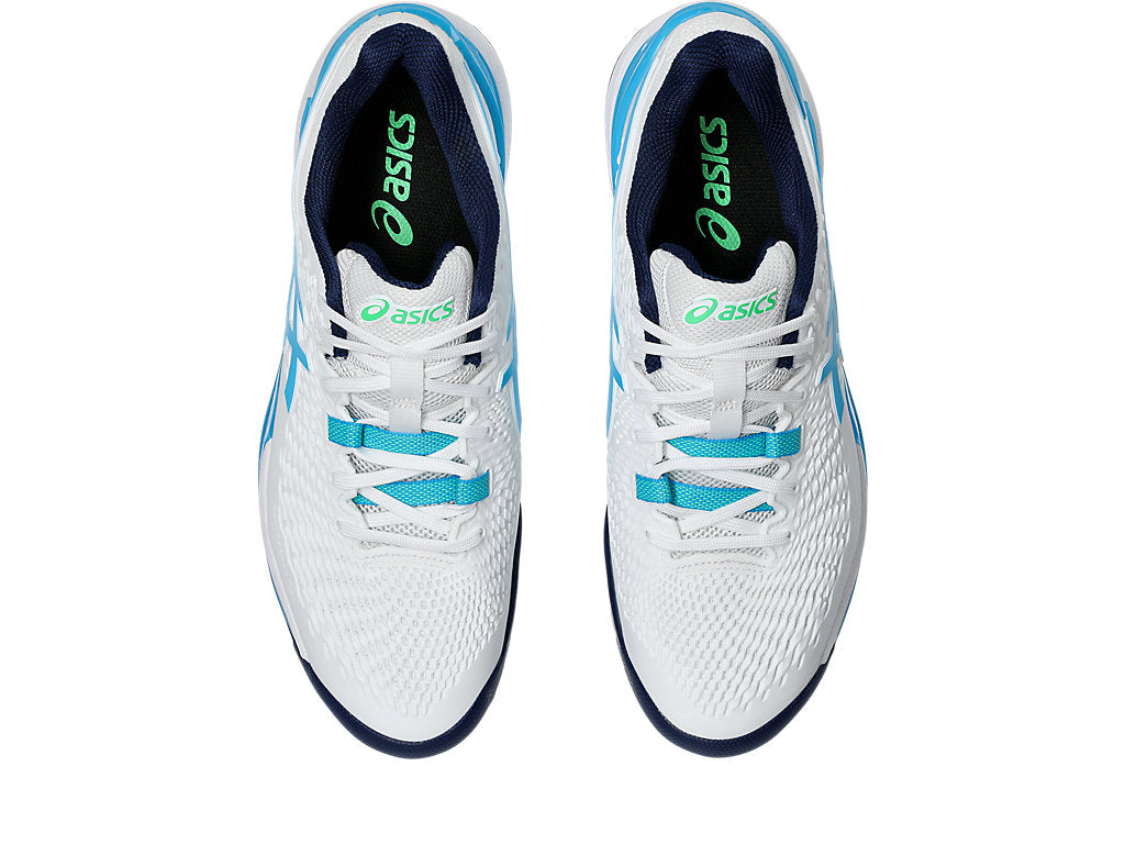 Asics Men's Gel-Resolution 9 Tennis Shoes in White/Digital Aqua