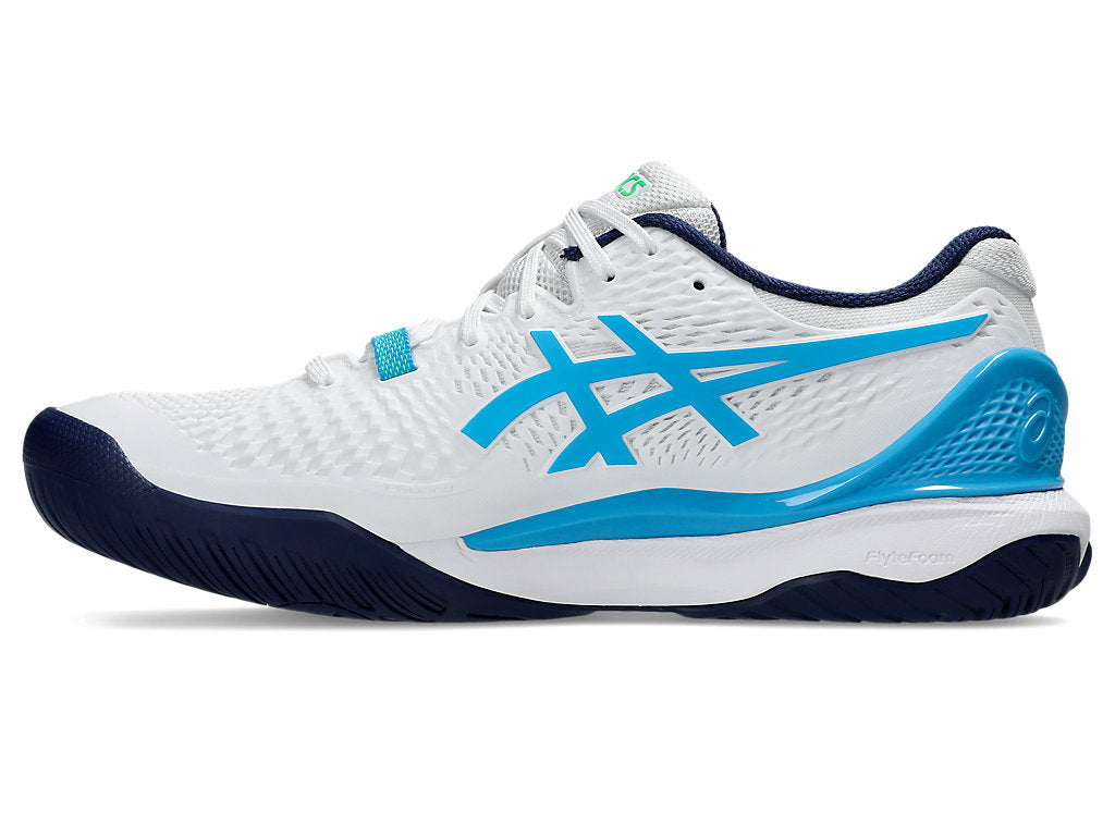 Asics Men's Gel-Resolution 9 Tennis Shoes in White/Digital Aqua