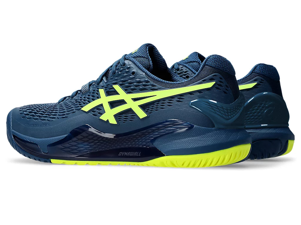 Asics Men's Gel-Resolution 9 Tennis Shoes in Mako Blue/Safety Yellow