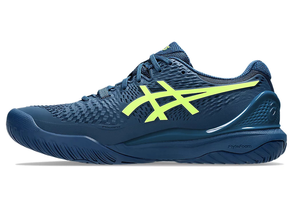 Asics Men's Gel-Resolution 9 Tennis Shoes in Mako Blue/Safety Yellow