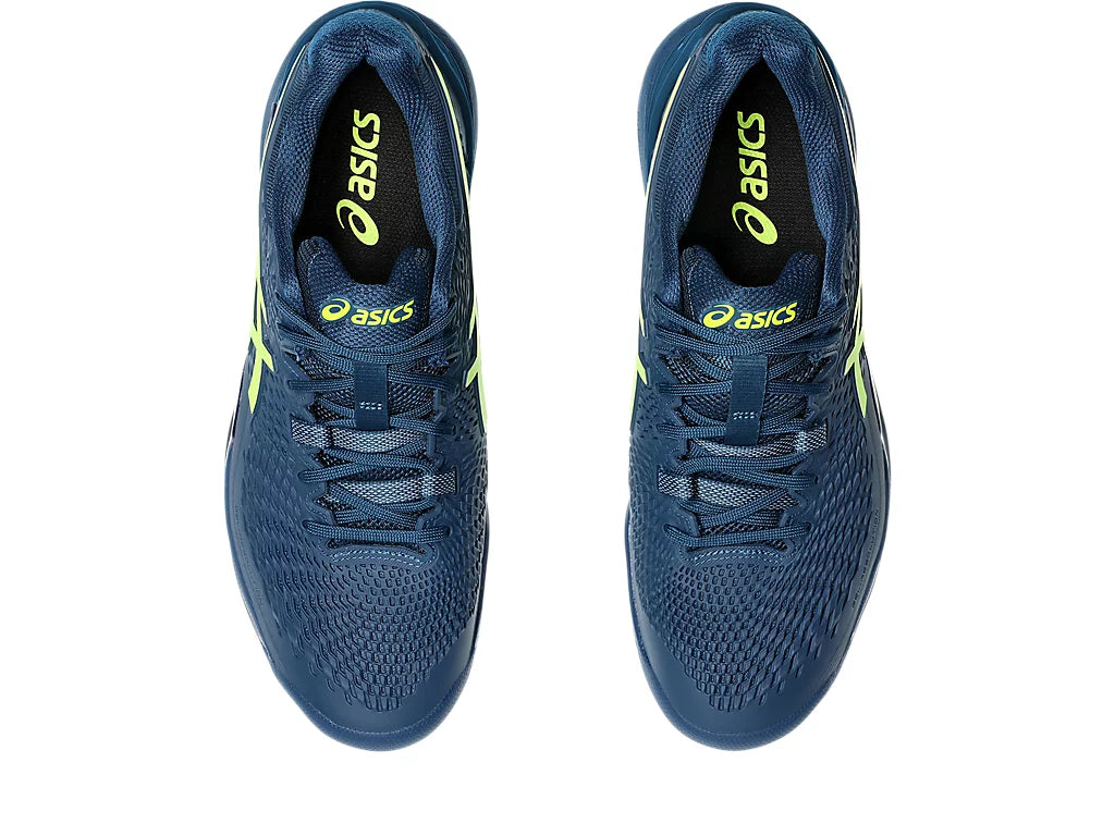 Asics Men's GEL-RESOLUTION 9 CLAY Tennis Shoes in Mako Blue/Safety Yellow