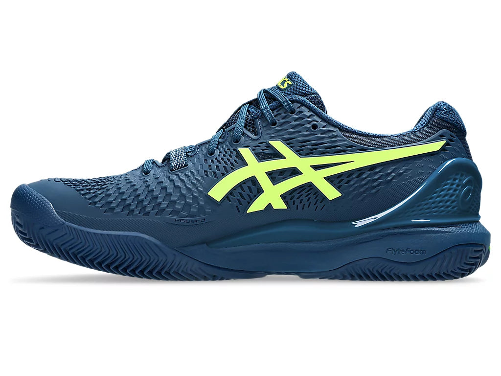 Asics Men's GEL-RESOLUTION 9 CLAY Tennis Shoes in Mako Blue/Safety Yellow