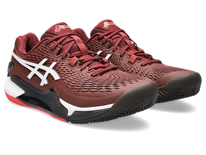 Asics Men's GEL-RESOLUTION 9 CLAY CPS Shoes in Antique Red/White