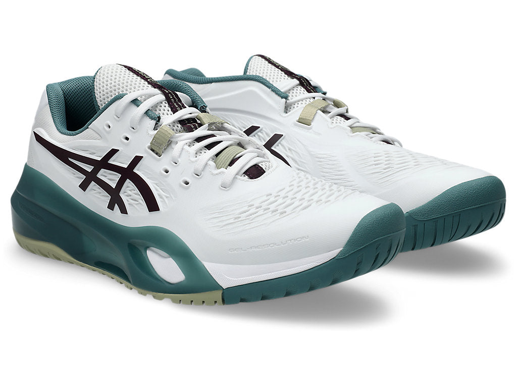 Asics Men's GEL-RESOLUTION X Tennis Shoes in White/Dark Aubergine