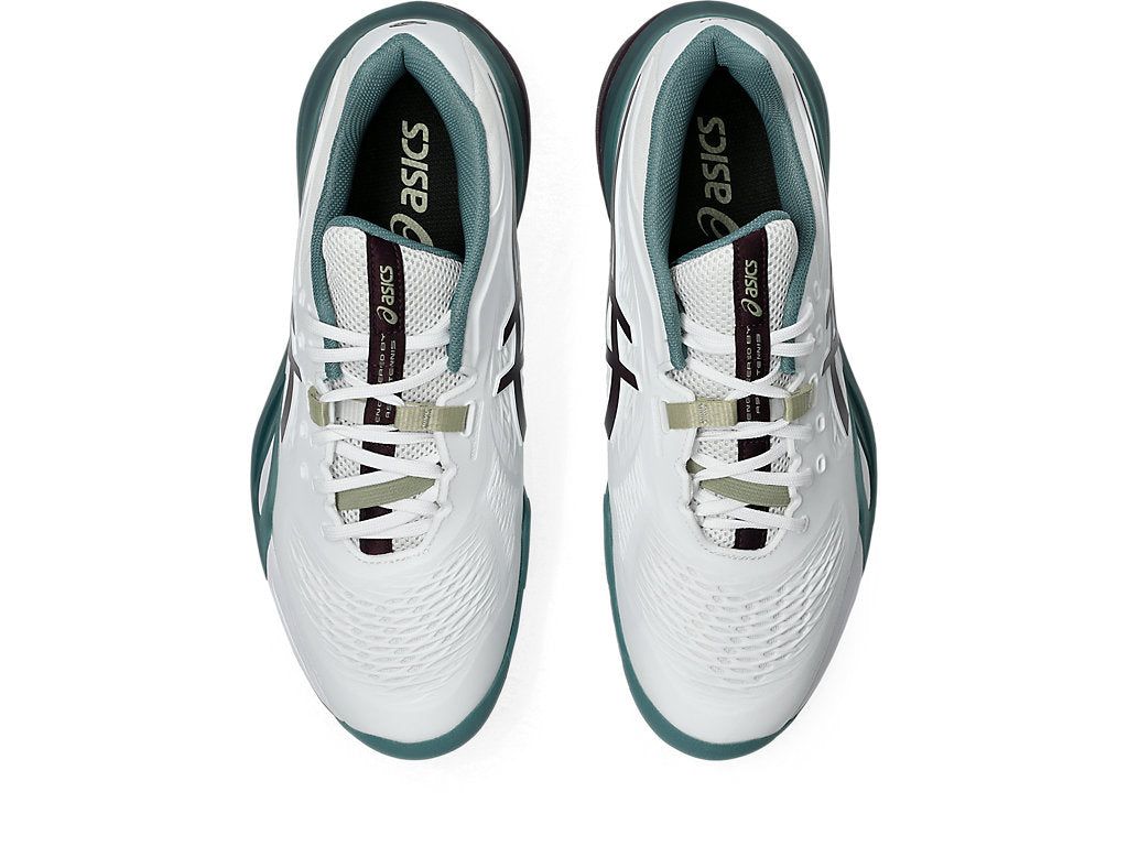 Asics Men's GEL-RESOLUTION X Tennis Shoes in White/Dark Aubergine