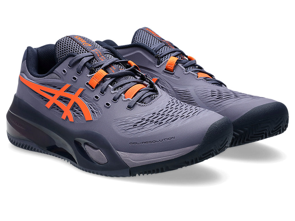 Asics Men's GEL-RESOLUTION X CLAY Tennis Shoes in Greyish Purple/Nova Orange